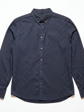 Jack & Jones Long Sleeve Ditsy Print Shirt — Navy — Size M